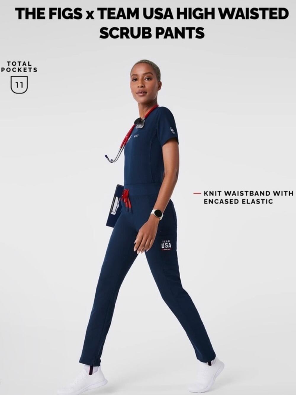 Figs Team USA Medical Team Navy Scrub Pants Sz S